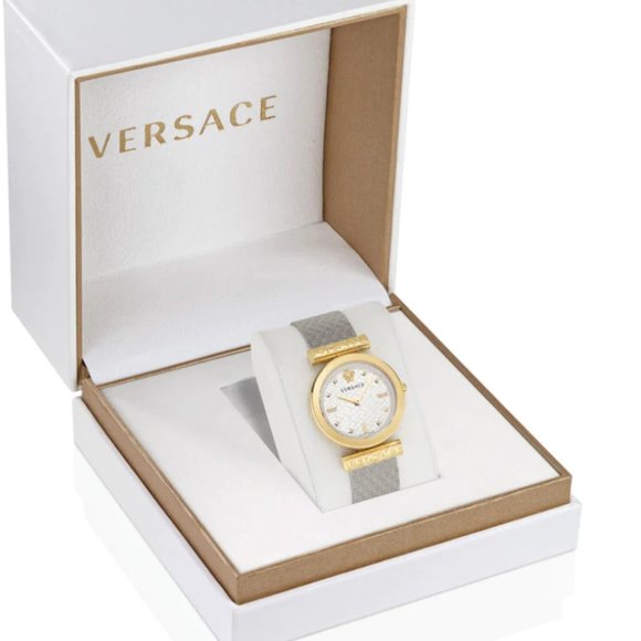 Versace 34mm Two Tone White Dial Watch